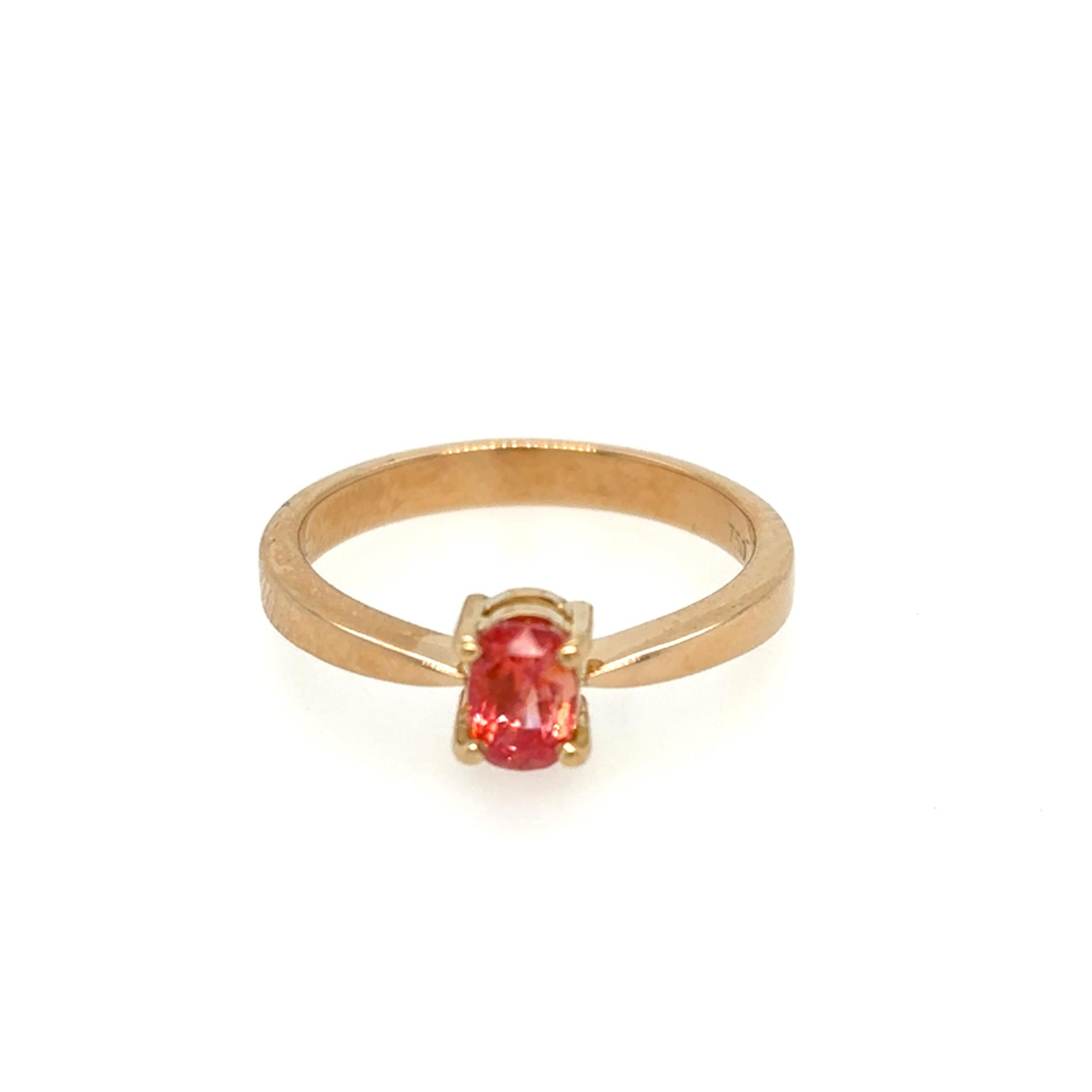 Pinkish-Orange Sapphire Ring