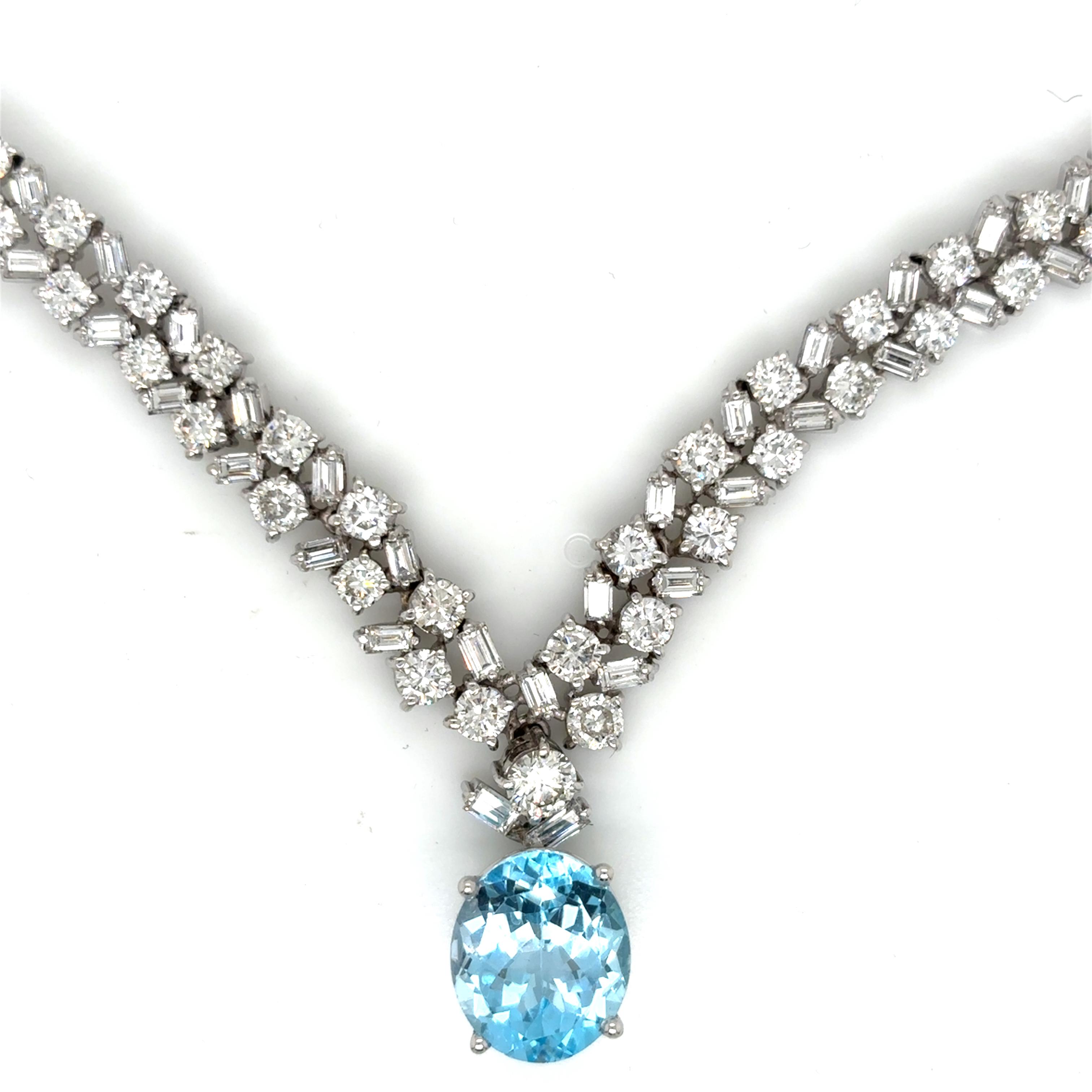 Incredible 18kt/Platinum Estate Natural Diamond & Blue Topaz Necklace