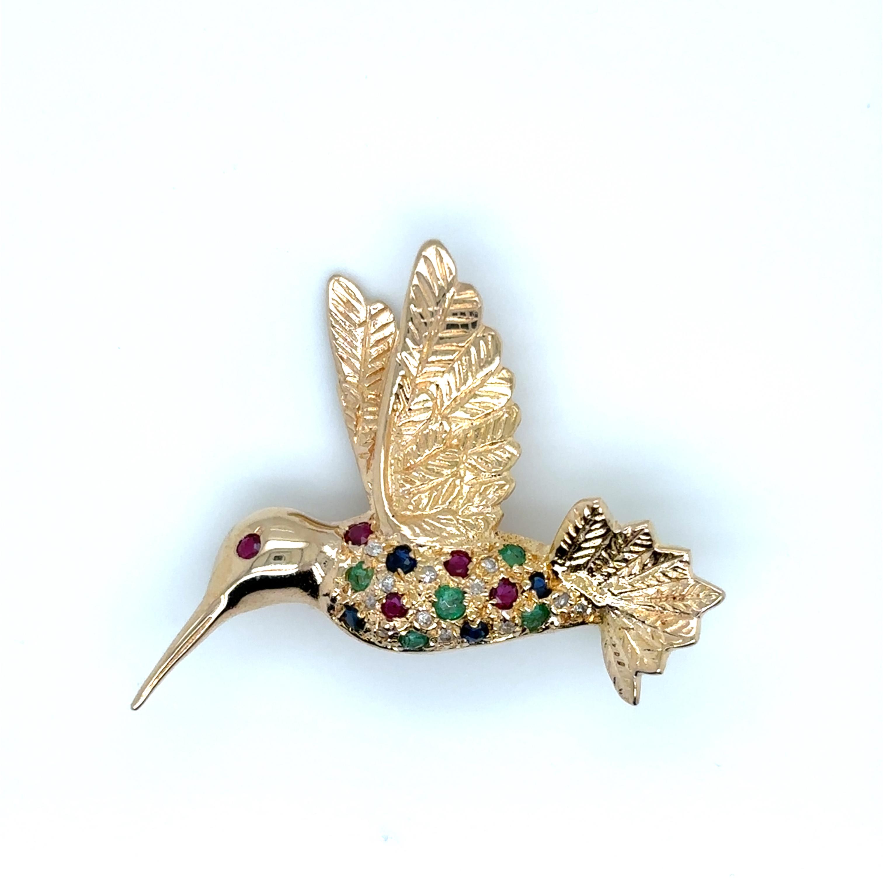 14kyg Hummingbird Brooch